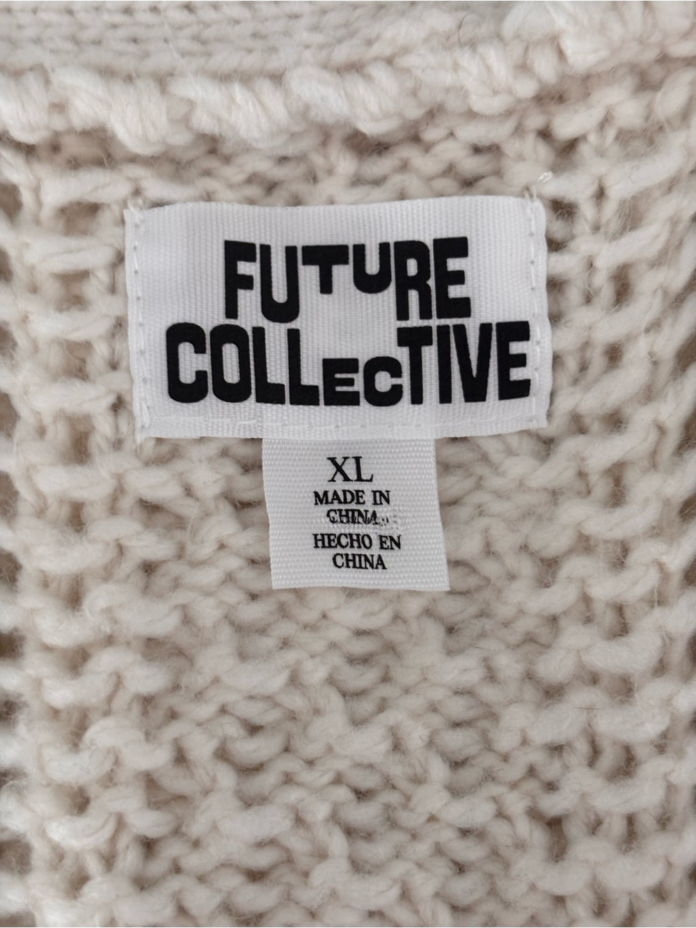FUTURE COLLECTIVE Oversized Chunky Cardigan Sweater w/ Faux Pearl Accents Sz XX - Picture 11 of 12